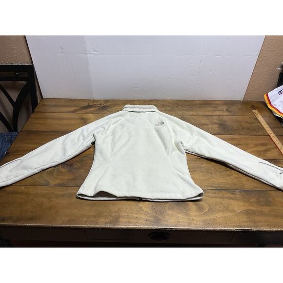 The North Face Apex Jacket Small Beige Faux Leather Full Zip Fleece Logo - Picture 14 of 16